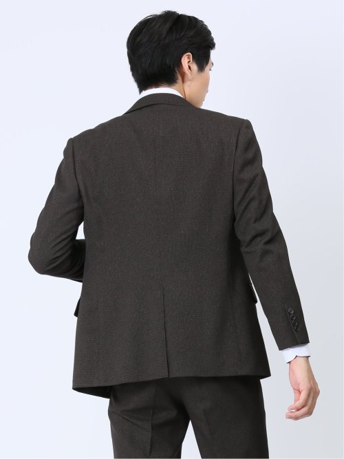 Woolen Tec On スリムフィット 2ボタンジャケット 千鳥こげ茶(セットアップ可能)