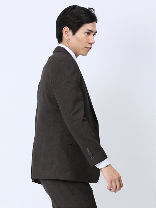 Woolen Tec On スリムフィット 2ボタンジャケット 千鳥こげ茶(セットアップ可能)