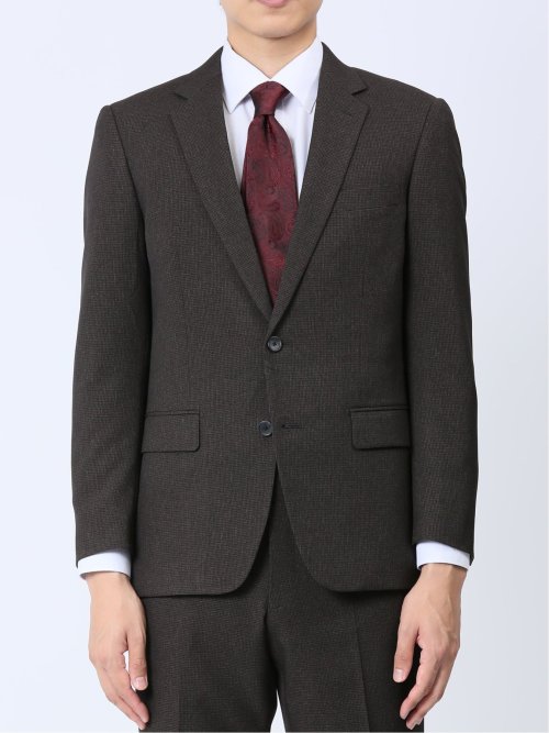Woolen Tec On スリムフィット 2ボタンジャケット 千鳥こげ茶(セットアップ可能)