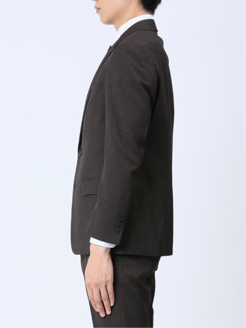 Woolen Tec On スリムフィット 2ボタンジャケット 千鳥こげ茶(セットアップ可能)