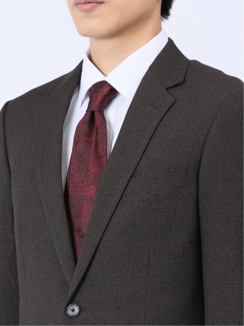 Woolen Tec On スリムフィット 2ボタンジャケット 千鳥こげ茶(セットアップ可能)