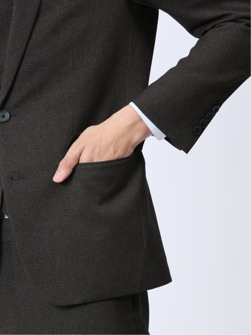 Woolen Tec On スリムフィット 2ボタンジャケット 千鳥こげ茶(セットアップ可能)
