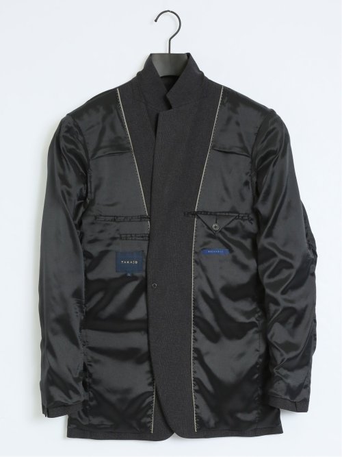 Woolen Tec On スリムフィット 2ボタンジャケット チェックグレー(セットアップ可能)