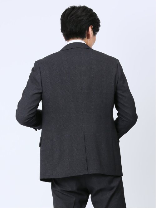 Woolen Tec On スリムフィット 2ボタンジャケット チェックグレー(セットアップ可能)