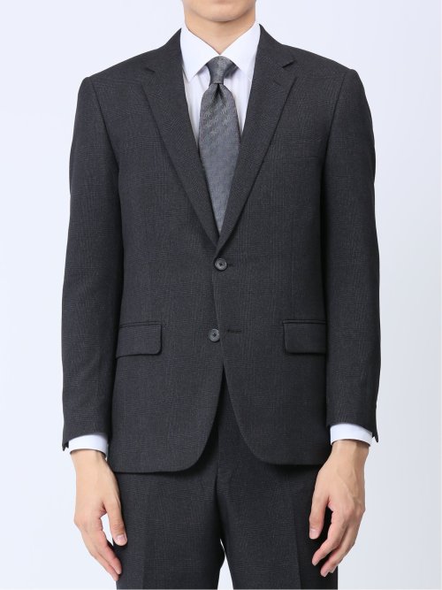 Woolen Tec On スリムフィット 2ボタンジャケット チェックグレー(セットアップ可能)