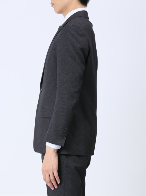 Woolen Tec On スリムフィット 2ボタンジャケット チェックグレー(セットアップ可能)