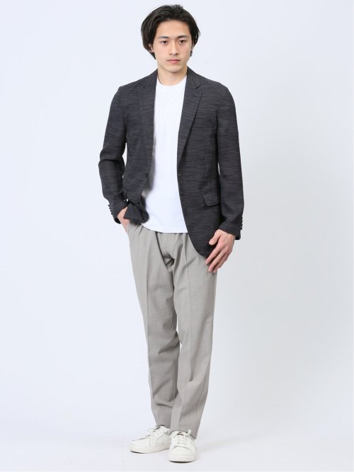 からみ調 スリムフィット 2ボタンジャケット 組織黒