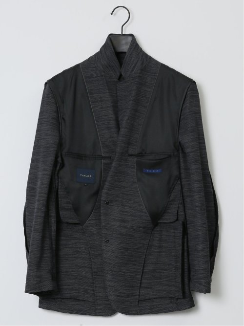 からみ調 スリムフィット 2ボタンジャケット 組織黒