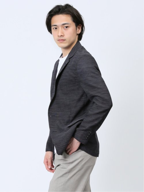 からみ調 スリムフィット 2ボタンジャケット 組織黒