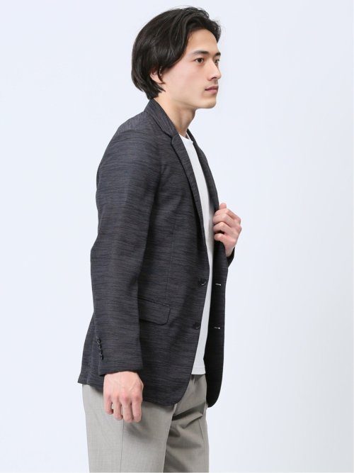 からみ調 スリムフィット 2ボタンジャケット 組織黒
