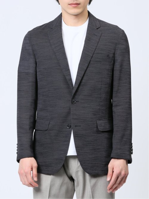 からみ調 スリムフィット 2ボタンジャケット 組織黒
