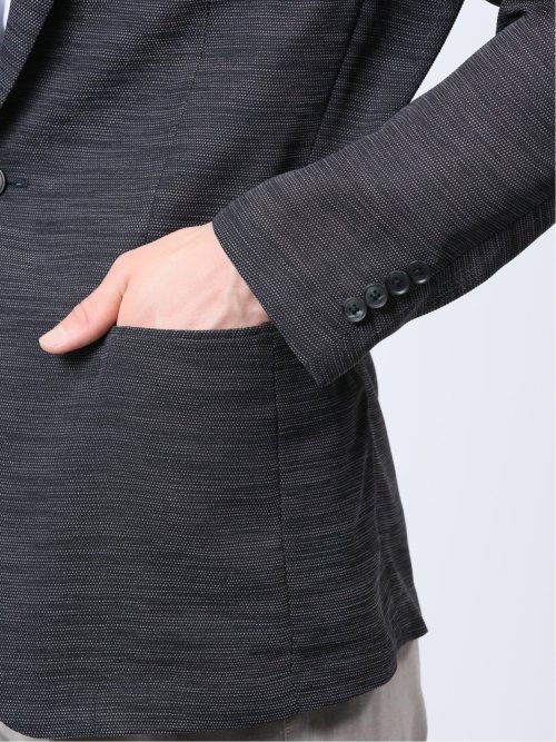 からみ調 スリムフィット 2ボタンジャケット 組織黒