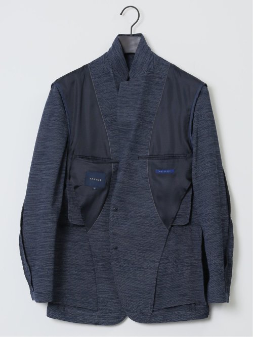 からみ調 スリムフィット 2ボタンジャケット 組織青