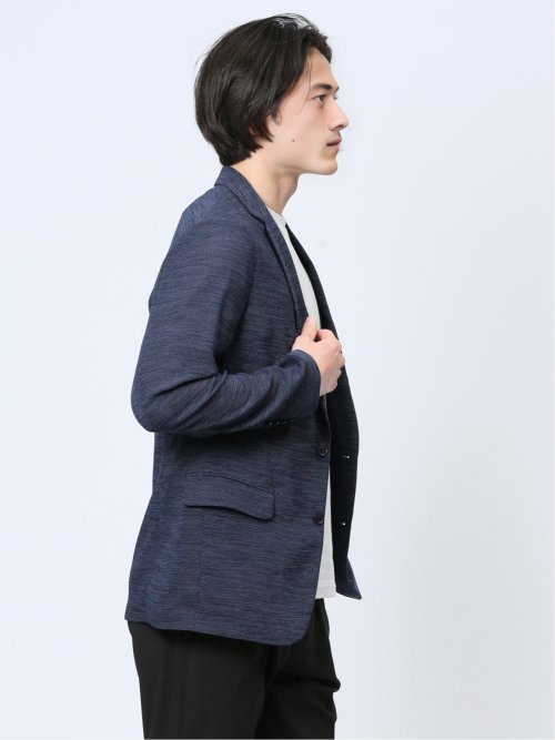 新品タグ付き【スパイラルノート】軽量 からみ織り サマージャケット 青 L 新品タグ付き【スパイラルノート】軽量 からみ織り サマー