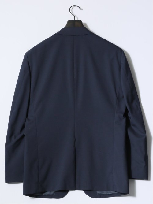 ストレッチ ウール混 レギュラーフィット 2ボタンジャケット 紺