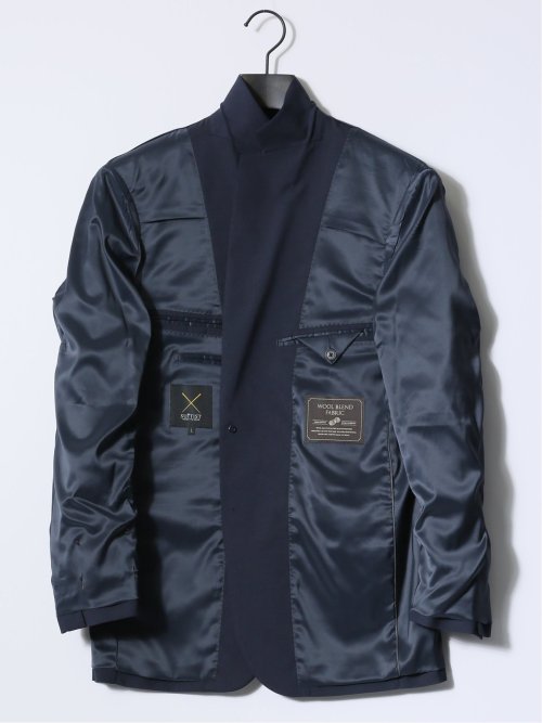 ストレッチ ウール混 レギュラーフィット 2ボタンジャケット 紺(セットアップ可能)