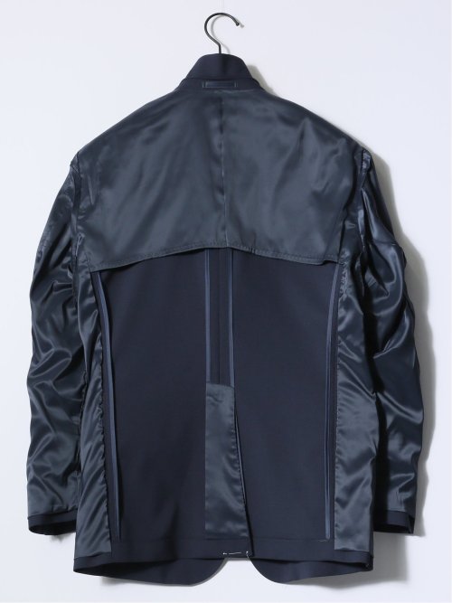 ストレッチ ウール混 レギュラーフィット 2ボタンジャケット 紺