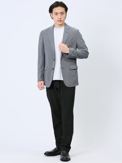からみ調 スリムフィット 2ボタンジャケット 組織グレー