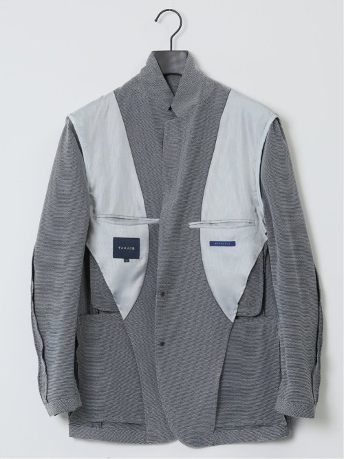 からみ調 スリムフィット 2ボタンジャケット 組織グレー