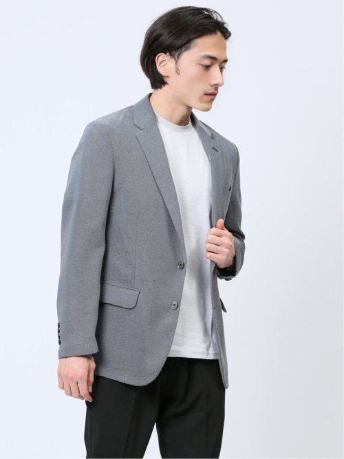 からみ調 スリムフィット 2ボタンジャケット 組織グレー