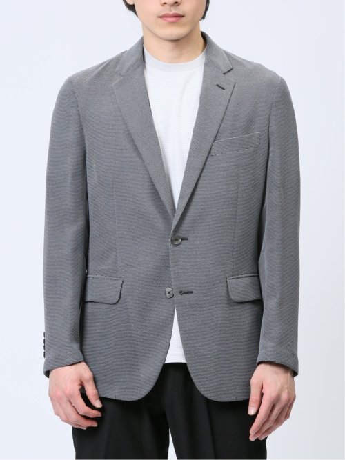 からみ調 スリムフィット 2ボタンジャケット 組織グレー