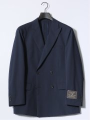 ストレッチ ウール混 レギュラーフィット ダブルジャケット 紺(セットアップ可能)