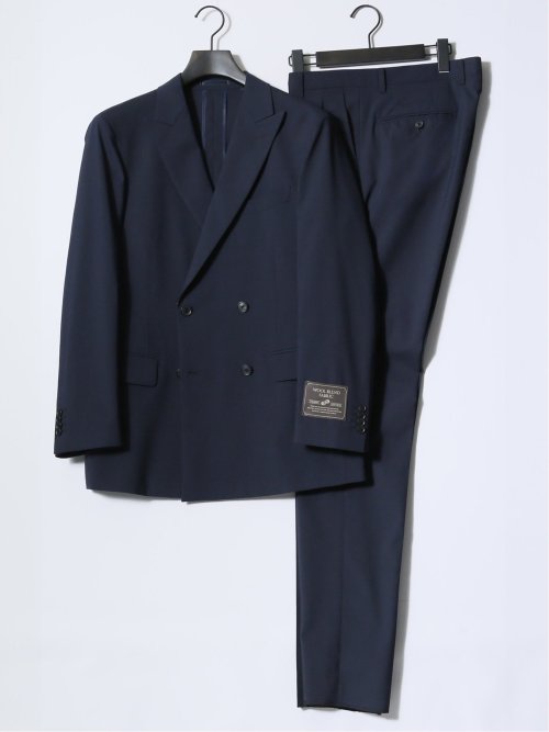 ストレッチ ウール混 レギュラーフィット ダブルジャケット 紺(セットアップ可能)