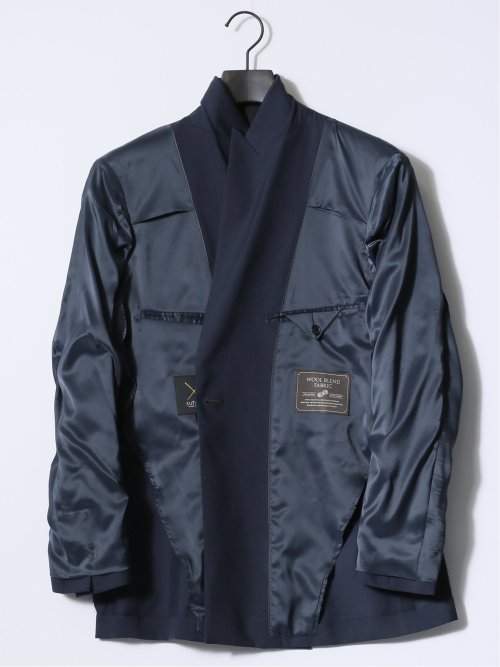 ストレッチ ウール混 レギュラーフィット ダブルジャケット 紺(セットアップ可能)