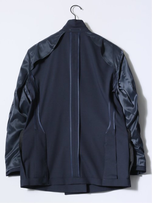 ストレッチ ウール混 レギュラーフィット ダブルジャケット 紺(セットアップ可能)