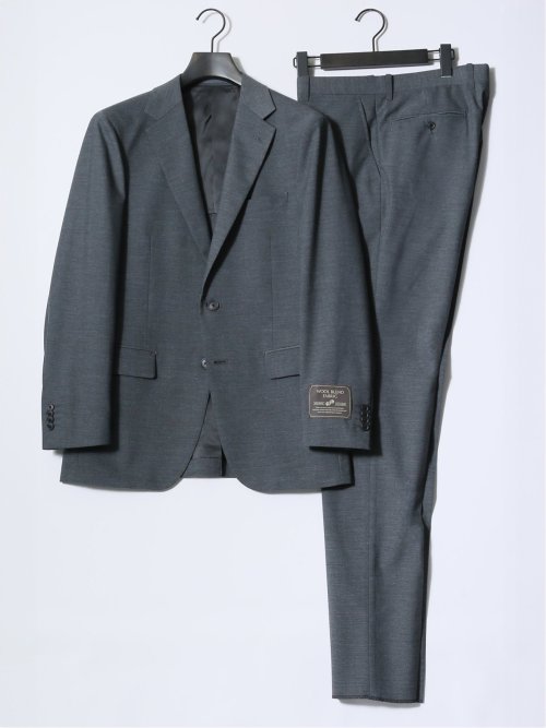 ストレッチ ウール混 レギュラーフィット 2ボタンジャケット グレー(セットアップ可能)