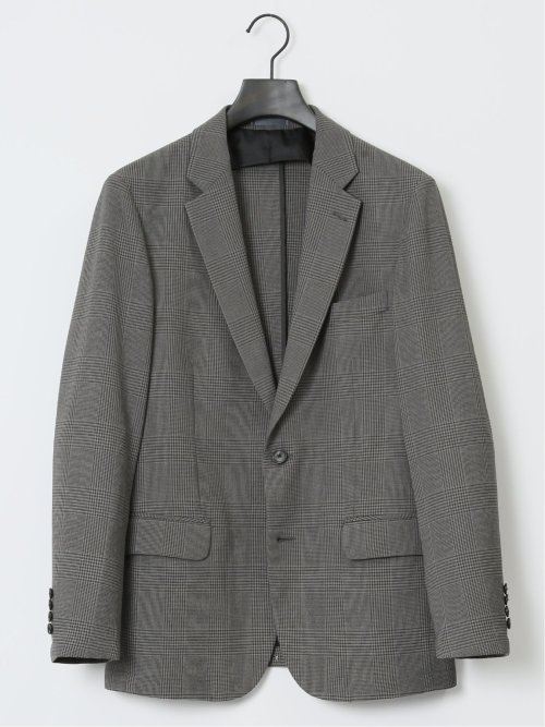 軽量メッシュ スリムフィット 2ボタンジャケット チェックグレー