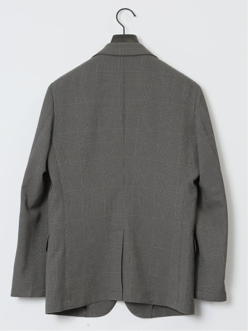 軽量メッシュ スリムフィット 2ボタンジャケット チェックグレー