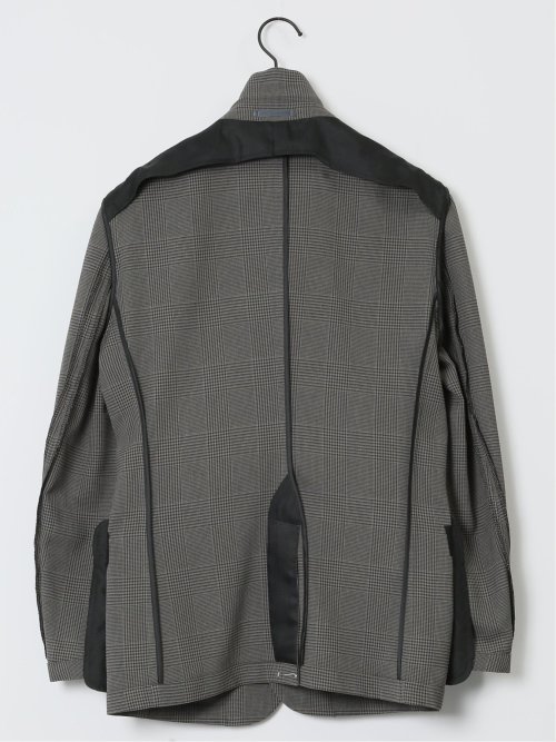 軽量メッシュ スリムフィット 2ボタンジャケット チェックグレー
