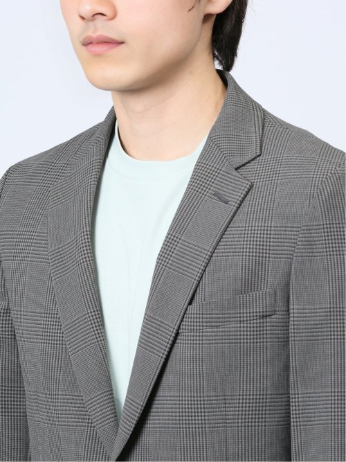 軽量メッシュ スリムフィット 2ボタンジャケット チェックグレー