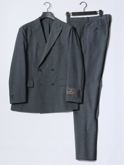ストレッチ ウール混 レギュラーフィット ダブルジャケット グレー(セットアップ可能)