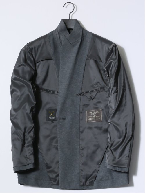 ストレッチ ウール混 レギュラーフィット ダブルジャケット グレー(セットアップ可能)