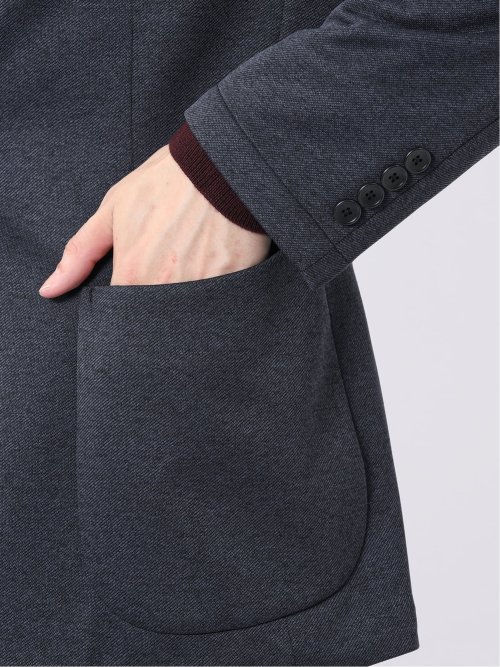 ジャケット メンズ ビジネス セットアップ可能 ストレッチ ウォッシャブル レギュラー 2ボタン テーラード メランジ ジャージ 紺