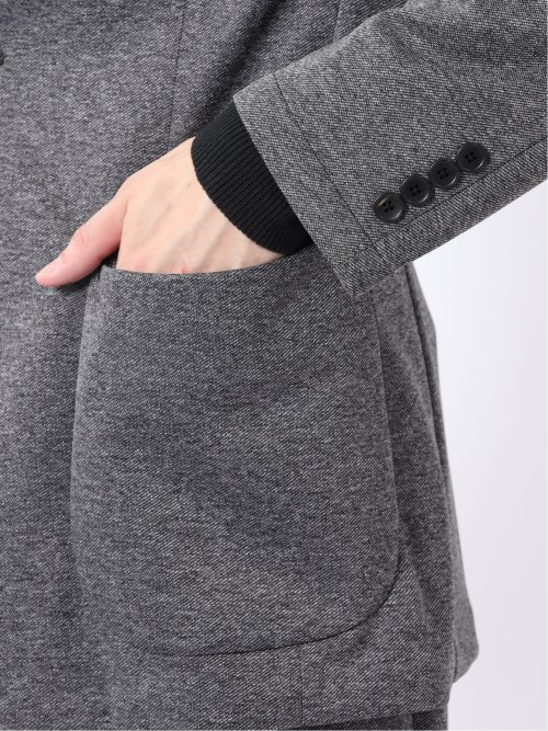 ジャケット メンズ ビジネス セットアップ可能 ストレッチ ウォッシャブル レギュラー 2ボタン テーラード メランジ ジャージ グレー
