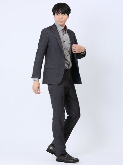 クリアエフェクト スリムフィット 2ボタンジャケット 紺(セットアップ可能)