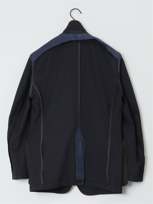 軽量メッシュ スリムフィット 2ボタンジャケット 紺