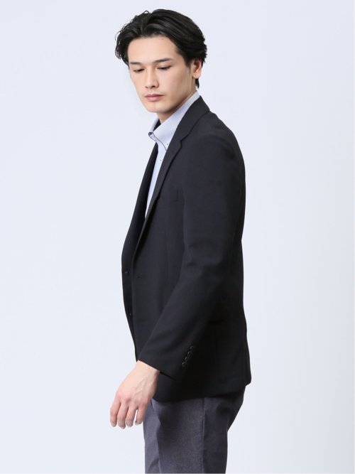 軽量メッシュ スリムフィット 2ボタンジャケット 紺