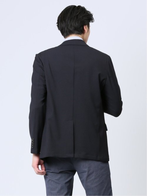 軽量メッシュ スリムフィット 2ボタンジャケット 紺