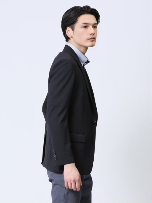 軽量メッシュ スリムフィット 2ボタンジャケット 紺