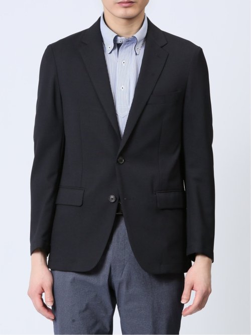 軽量メッシュ スリムフィット 2ボタンジャケット 紺