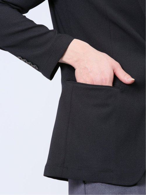 軽量メッシュ スリムフィット 2ボタンジャケット 紺