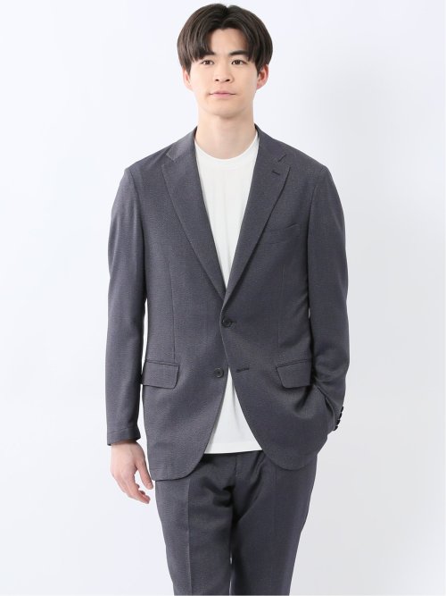軽量メッシュ レギュラーフィット 2ボタンジャケット デニム調(セットアップ可能)