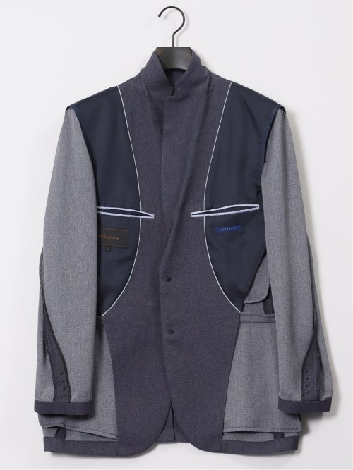 軽量メッシュ レギュラーフィット 2ボタンジャケット デニム調(セットアップ可能)