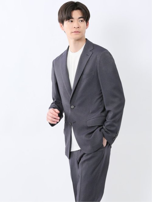 軽量メッシュ レギュラーフィット 2ボタンジャケット デニム調(セットアップ可能)