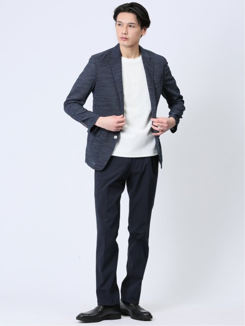 からみ調 スリムフィット 2ボタンジャケット 紺