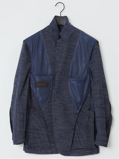 からみ調 スリムフィット 2ボタンジャケット 紺